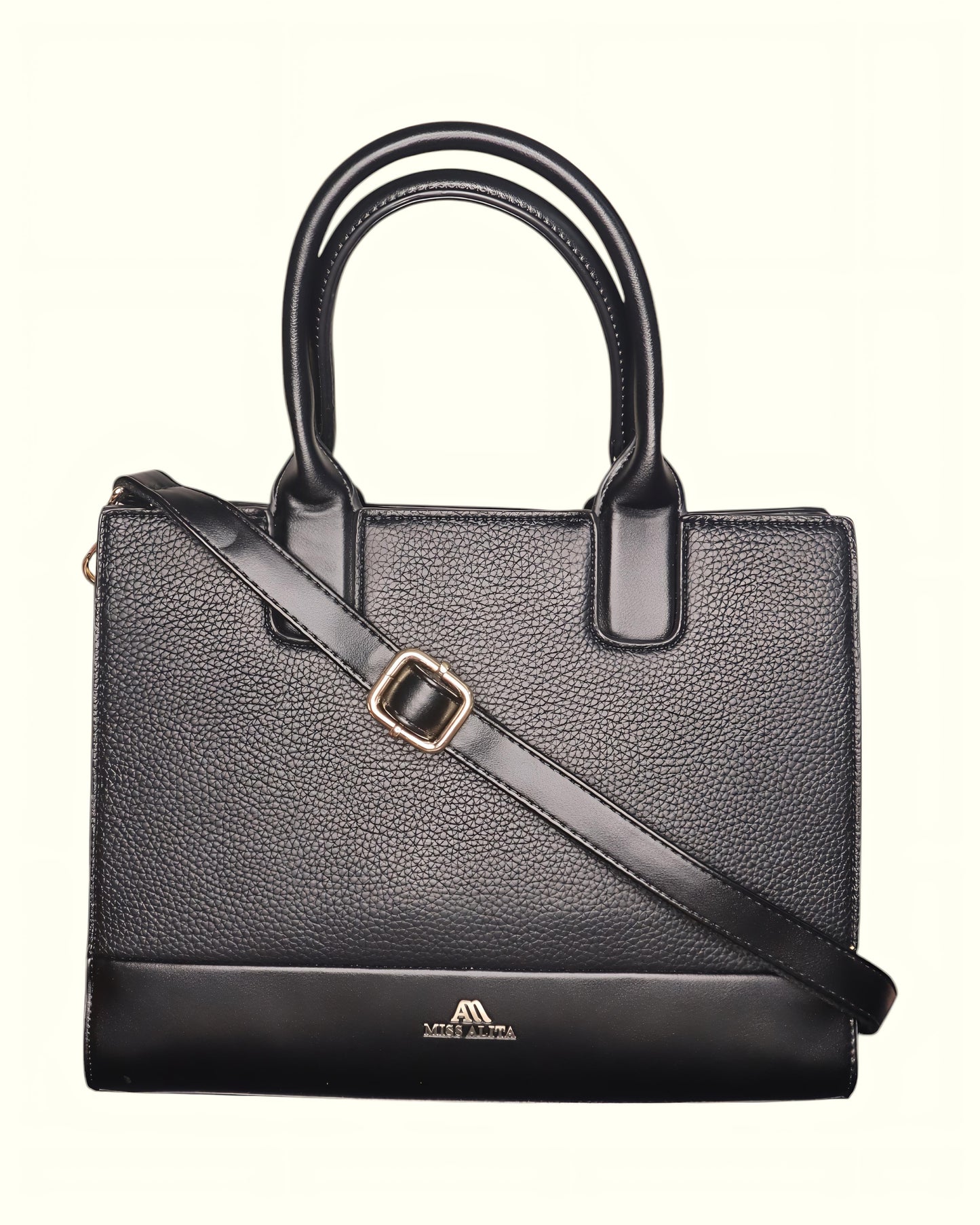 Miss Alita® Elegant Black Leatherette Handbag for Women | Formal, Daily & Party Use | Stylish Ladies Shoulder Bag