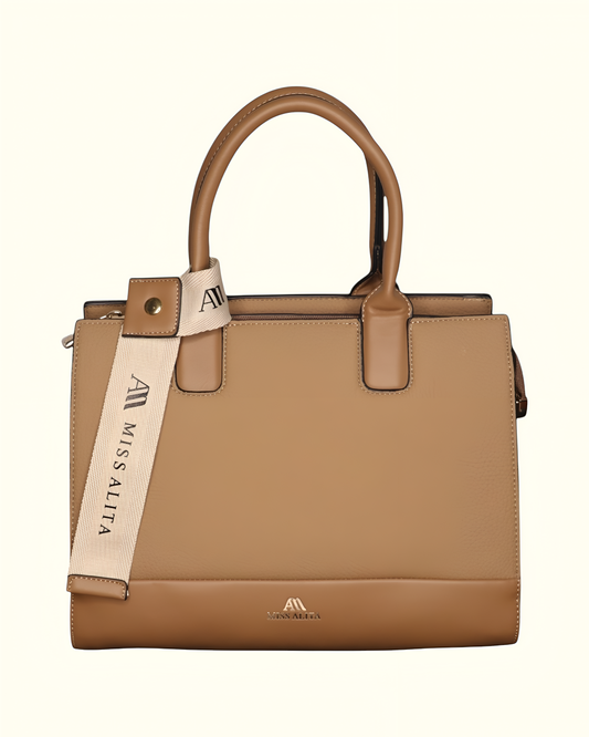 Miss Alita® Stylish Tan Leatherette Handbag for Women | Office, Casual & Party Use | Premium Ladies Shoulder & Hand Bag