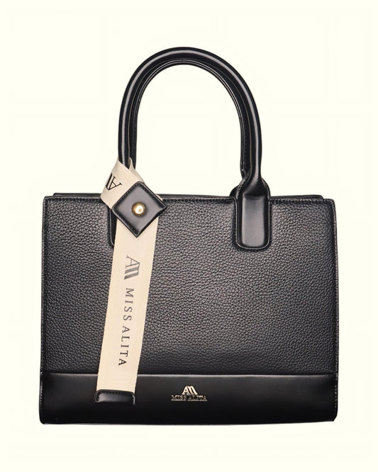 Miss Alita® Elegant Black Leatherette Handbag for Women | Formal, Daily & Party Use | Stylish Ladies Shoulder Bag